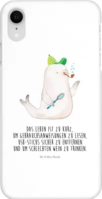 Produktbild von Mr. & Mrs. Panda Iphone XR Handyhülle Robbe Sherlock - Weiß - Geschenk, Handy Case, Lustige Sprüche, Premium Kunststoff