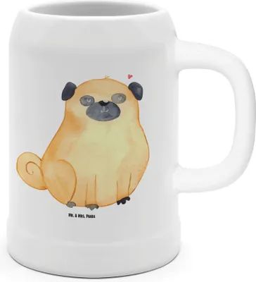 Produktbild von Mr. & Mrs. Panda Krug Mops - Weiß - Geschenk, Hund, Liebe, Tonkrug, Steinbierkrug, Knuffig, Vierbeiner, Seidel, Steinkrug, Sprüche, Humpen