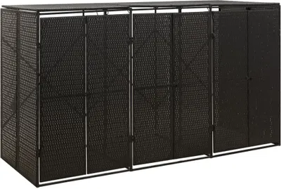 Produktbild von vidaXL Mülltonnenbox für 3 Tonnen Schwarz 207x80x117 cm Poly Rattan
