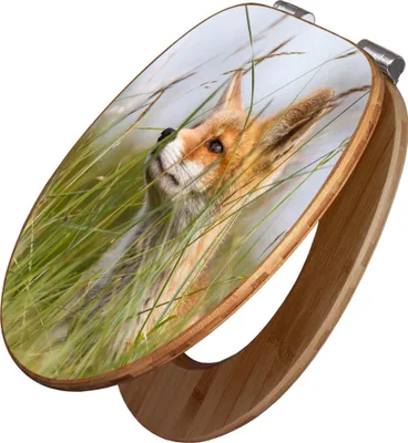 Zdjęcie produktu dla banjado Design deska sedesowa bamboo soft close - fox - deska sedesowa z funkcją soft close drewniana / wysokiej jakości bambusowa deska sedesowa / deska sedesowa do wszystkich popularnych toalet [TDB2 10328]