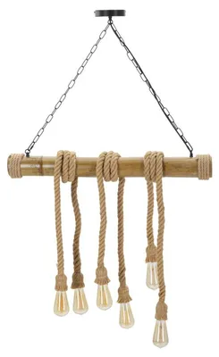 Image de Lustre Boho Chic en Bambou et Corde 80x15x120 cm