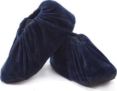 Produktbild von 1 Paare Schuhüberzieher Anti-Rutsch Sohle Flanell Schuh Bedeckung Staubfrei Überschuhe für Haushalt Wiederverwendbar&Waschbare-Marineblau