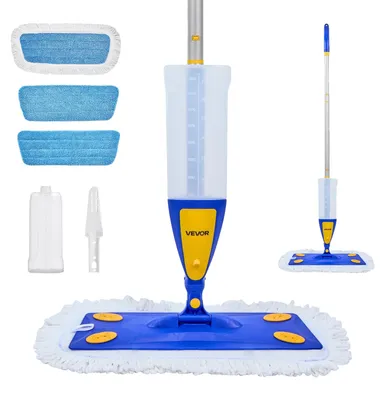 Image de VEVOR Balai à laver les sols avec 3 tampons lavables réutilisables, balai à laver avec réservoir d'eau rechargeable de 800 ml et fonction de pulvérisation pour le nettoyage des sols en carrelage, vinyle et bois