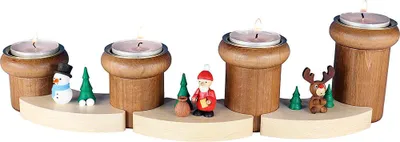 Produktbild von Teelichthalter - Advent "Weihnachtsmann, Schneemann und Elch" (8cm) von Ullrich Kunsthandwerk