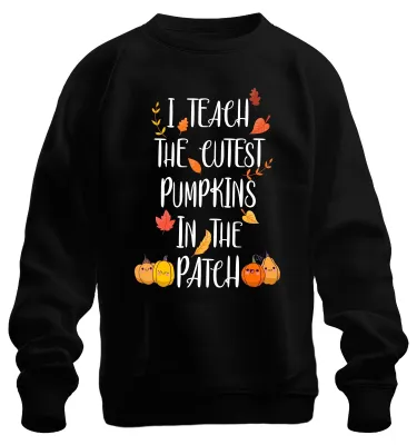 Productafbeelding van Ik geef les aan de liefste pompoenen in de velden. Leraar/lerares cadeau, herfst, uni sweatshirt, zwart, maat XL