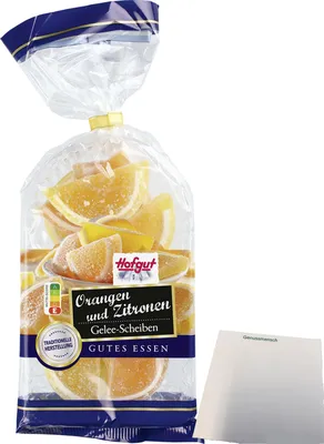 Produktbild von Hofgut Orangen & Zitronen Gelee-Scheiben (175g Beutel) + usy Block