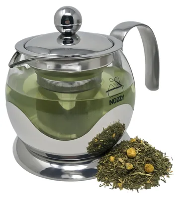 Imagen del producto de Tetera de vidrio con infusor de acero inoxidable, de 800 ml, para 4-6 tazas, ideal para la cocina