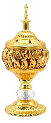 Produktbild von Bakhoor Brenner Räucherstövchen Weihrauchbrenner Arabische Räucherschale Vintage Räuchergefäß aus Metall mit Deckel und Räucherkegelhalter für Zuhause Büro Yoga Spa Meditation