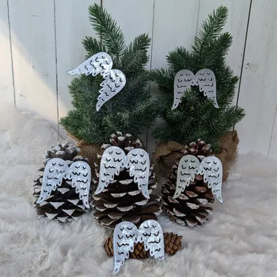 Produktbild von Engelsflügel 6er Set silber z. Stecken, Adventsdeko, Gartendeko