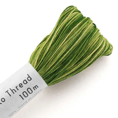 Immagine prodotto di Olympus Sashiko Filo di cotone, matassa, colore 155, Bokashi, verde, ca. 100 m, prodotto in Giappone