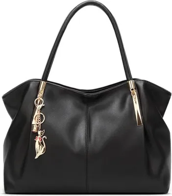 Produktbild von Kunstleder Handtasche Damen Schultertasche Shopper Wasserdicht Schwarz