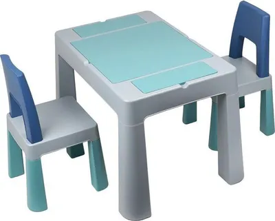 Produktbild von Aktivitätstisch mit 2 Stühlen, THERMOBABY MULTIPLAY, Robust, Vielseitiges Design, Grau Blau