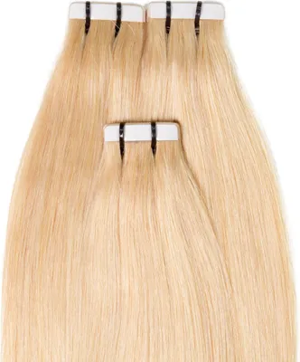 Image de hair2heart Premium Tape Extensions cheveux humains raides - 10 bandes 2,5g 60cm 9/0 blond clair