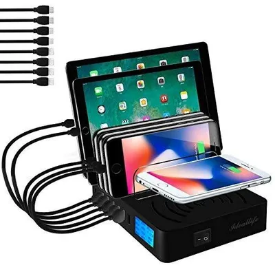 Zdjęcie produktu dla Stacja ładująca 8 portów USB ładowarka bezprzewodowa qi dla wielu urządzeń