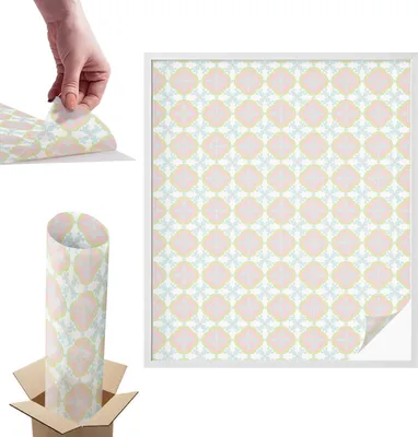Zdjęcie produktu dla Folia witrażowa na okno - 116x100 cm - Folia witrażowa na okno, dekoracyjna i nieprzezroczysta - Samoprzylepna folia dekoracyjna w witrażowym wzorze - Ochrona UV, łatwa w montażu, dekoracja okna - Zdobienia w pastelowych kolorach