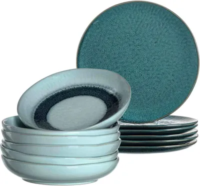 Produktbild von LEONARDO Keramikgeschirr-Set Matera 12tlg. blau, 026048