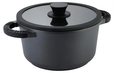 Aluminium-Kochpfanne 24 cm, 4,2 l, mit Glasdeckel, schwarz