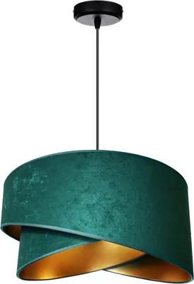 Produktbild von Hängelampe Pendellampe Lampenschirm aus Velours Dunkelgrün Esszimmerlampe, Wohnzimmer, Küchenlampe aus Serie N131 (N131-DG)