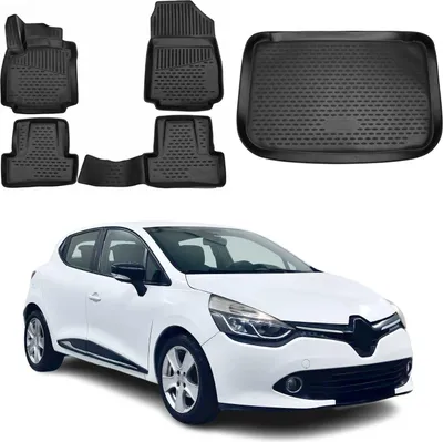 Image de Tapis & bac de coffre Set pour Renault Clio 2012-2019 Caoutchouc TPE Noir 5x