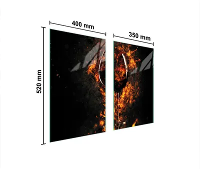 Produktbild von Herdabdeckplatten 2 teilig 75x52 Glaskeramikkochfeld Abdeckung Glas Schneidebrett Wein Feuer
