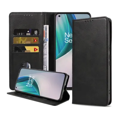 Produktbild von Smartphonica Handytasche geeignet für OnePlus Nord N10 5G Kunstlederhülle mit Magnetverschluss und Kartenhalter Buchhülle mit Klappe - Schwarz