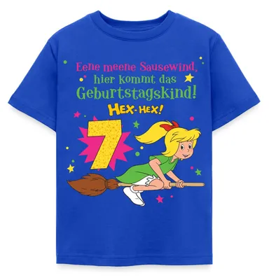 Produktbild von Spreadshirt Bibi Blocksberg Geburtstagsdesign 7 Jahre Kinder T-Shirt, 98/104 (3-4 Jahre), Royalblau