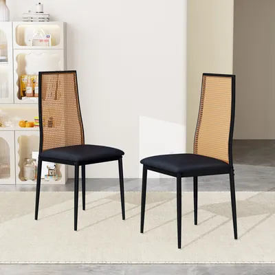 Produktbild von ProximaX Eleganter Esszimmerstuhl in Schwarz mit Rattangeflecht – moderner und zeitloser Designstuhl aus robustem Material, ideal für Esszimmer, Küche oder Café