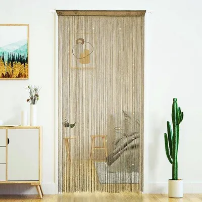 Immagine prodotto di Ibenzoa® Tenda divisoria ecru con frange, in fibra di poliestere, 100 x 200 cm, 650 g – Decorazione per porte e divisori per ambienti, per garantire privacy, tagliabile