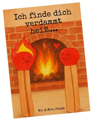 Produktbild von Mr. & Mrs. Panda Postkarte Streichhölzer Design - Weiß - Geschenk, Freundin, Fotokarte, bildkarte, Grußkarte, Ansichtskarte, Postkarten, Liebesgeschenk, Liebesbeweis