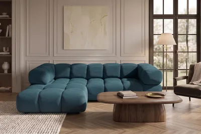 Produktbild von Kaiser Möbel Ecksofa L-Form, strukturierter Premiumstoff Sonic, Azurblau, Links, Averro