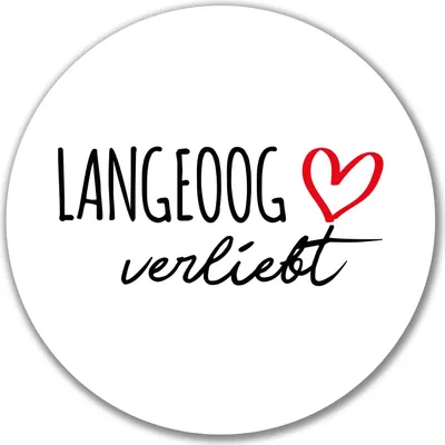Produktbild von Huuraa Aufkleber Langeoog verliebt 10cm rund Sticker Geschenkidee