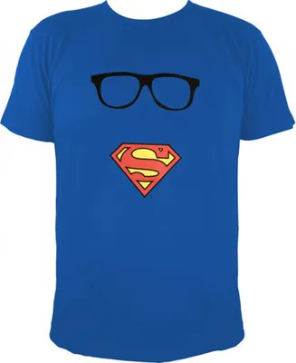 Produktbild von DC Comics Superman T-Shirt - Logo mit Brille Herren Shirt Rundhalsausschnitt Oberteil Blau L