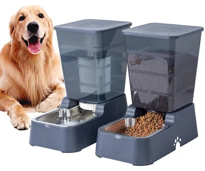 Automatischer Futter- und Wasserspender 5L, dunkelgrau, für Hunde & Katzen