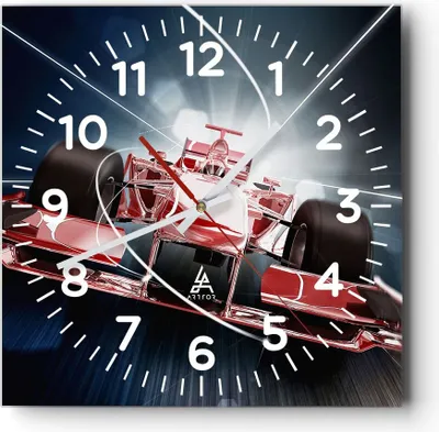 Produktbild von Wanduhr - Quadrat - Glasuhr - Formel Geschwindigkeit Motor - 40x40cm - Schleichendes Uhrwerk - Lautlos - zum Aufhängen bereit - Dekoration Modern - Wanddekoration aus Glas - C4AC40x40-2677