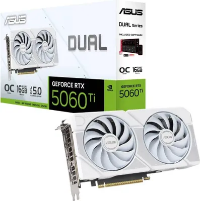 Image de ASUS Dual -RTX5060TI-O16G-WHITE NVIDIA GeForce RTX 5060 Ti 16 Go GDDR7