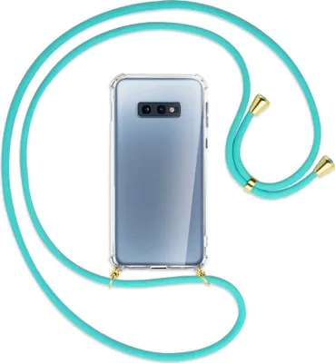 Produktbild von Handykette Backcover-Schutzhülle mit Band (Metall goldfarben) für Samsung Galaxy S10e - türkis