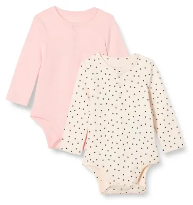 Zdjęcie produktu dla A. Body dziecięce unisex z długim rękawem, model Henley, zestaw 2 sztuk, jasnoróżowy