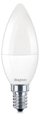 Obrázok produktu pre Braytron LED žiarovka E14 5W C37 3000K Teplá biela sviečka 450 lumenov