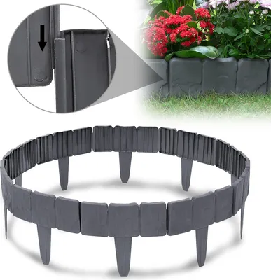 Produktbild von XINZI Rasenkante in Steinoptik Beeteinfassung Rasenkante Kunststoff Beetumrandung Wetterfeste Vielseitig Einsetzbar für Garten,Anthrazit (2,5m 10Stück)