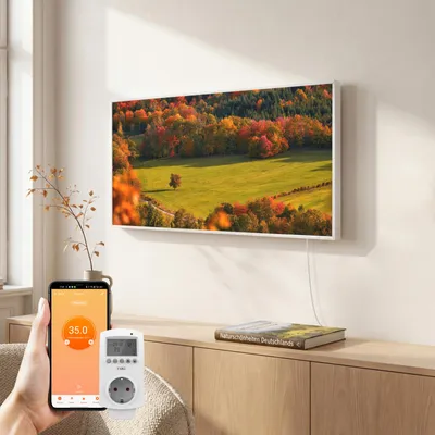 Produktbild von EMKE Infrarotheizung mit Thermostat, Bildheizung 119,5x59,5 cm 1200 W Wandmontage