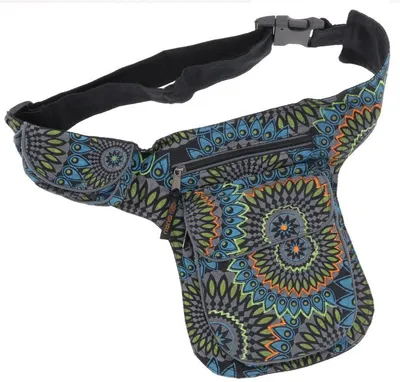 Produktbild von Stoff Sidebag & Gürteltasche, Goa Gürteltasche - Schwarz, Uni - Erwachsene, Baumwolle, 27*20*4 cm, Festival- Bauchtasche Hippie