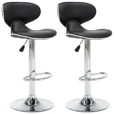 Image de vidaXL Tabouret de bar 2 pcs. noir similicuir