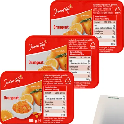 Produktbild von Jeden Tag Orangeat 3er Pack (3x100g Packung) + usy Block