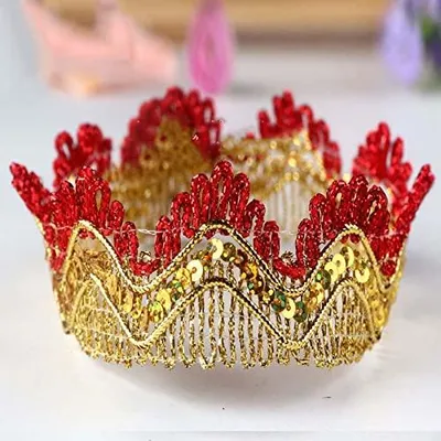 Spitzenborte Gold-Rot mit Pailletten, 18 m, Vintage