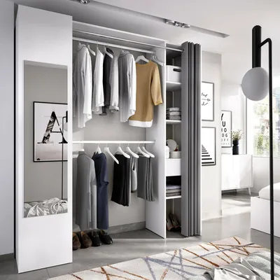 Image de Aru - Grand dressing, 177x205h cm Blanc, Porte-manteau