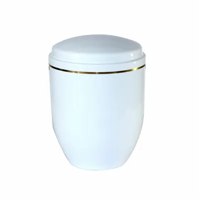 Produktbild von SyberDesk Aluminiumurne für Erwachsene 4 L – leichte Bestattungsurne für Asche, 24 cm, mit Deckel – Weiß mit Goldband