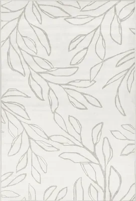 Produktbild von BELIANI Teppich Hellbeige Stoff Rechteckig 140x200 cm Rutschfest mit Pflanzenmuster Modern für Fußbodenheizung Kurzhaar Kurzflor Wohn- und Schlafzimmer