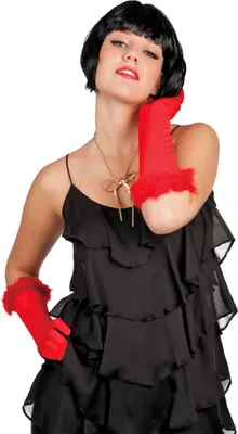 Produktbild von Lange Handschuhe Cannes mit Marabufedern - Rot