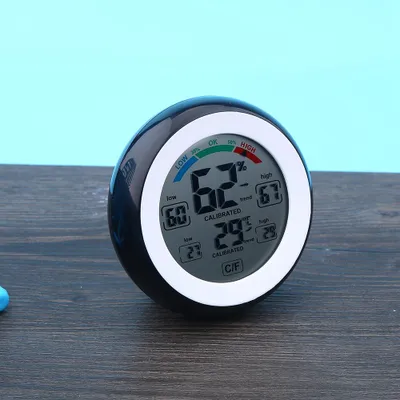 Obrázek produktu pro 1 ks Kreativní digitální LCD teploměr a vlhkoměr – elektronický měřič vlhkosti (černý)