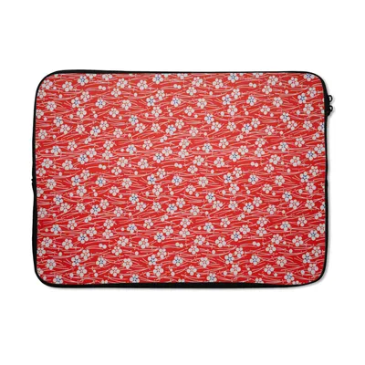 Produktbild von MuchoWow® Laptop Hülle 13 Zoll Ein rotes und weißes Blumenmuster Laptoptasche - Laptophülle - Sleeve - Rundumschutz